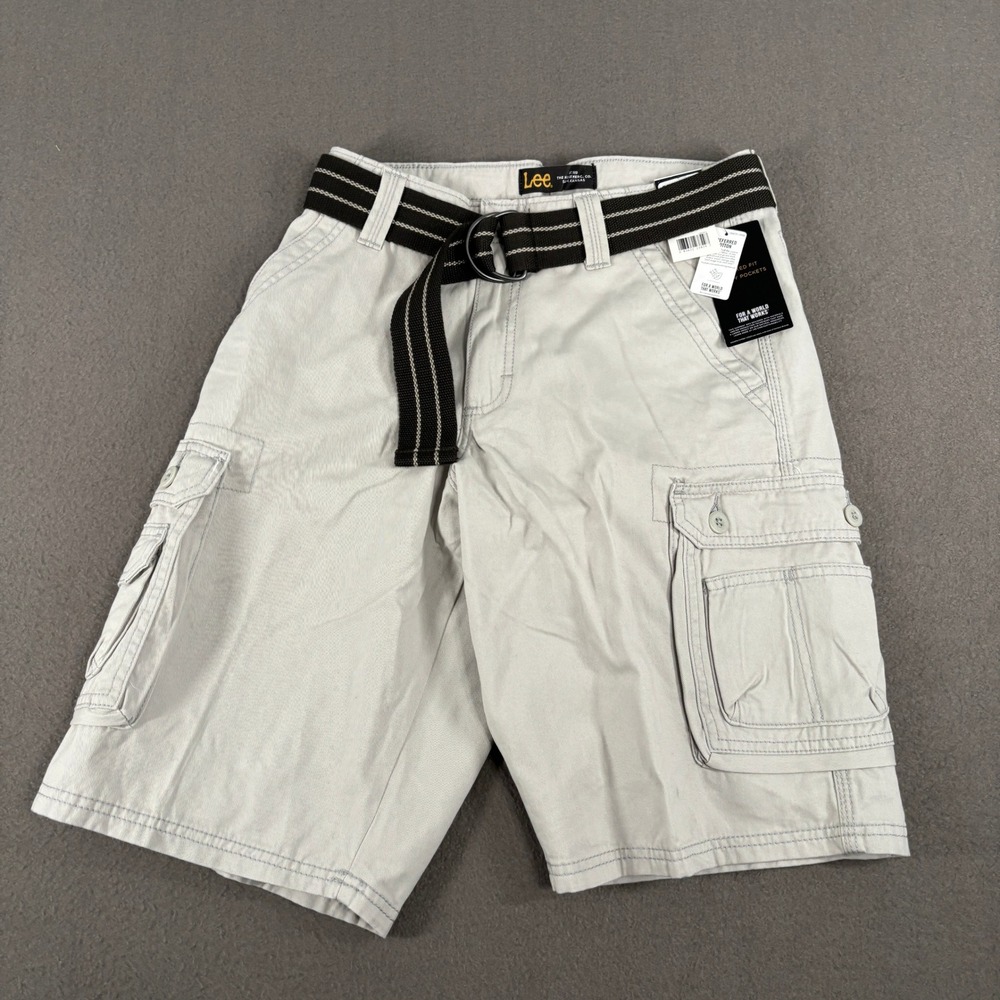 Lee Dungarees Belted Cargo Shorts Mens Size 30 Stone Khaki Relaxed Fit 2013009